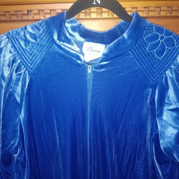 Vintage It's A Charm 70s Maxi Womens Velvet Ruffle Neck Robe/HouseCoat Size M - Picture 11 of 16
